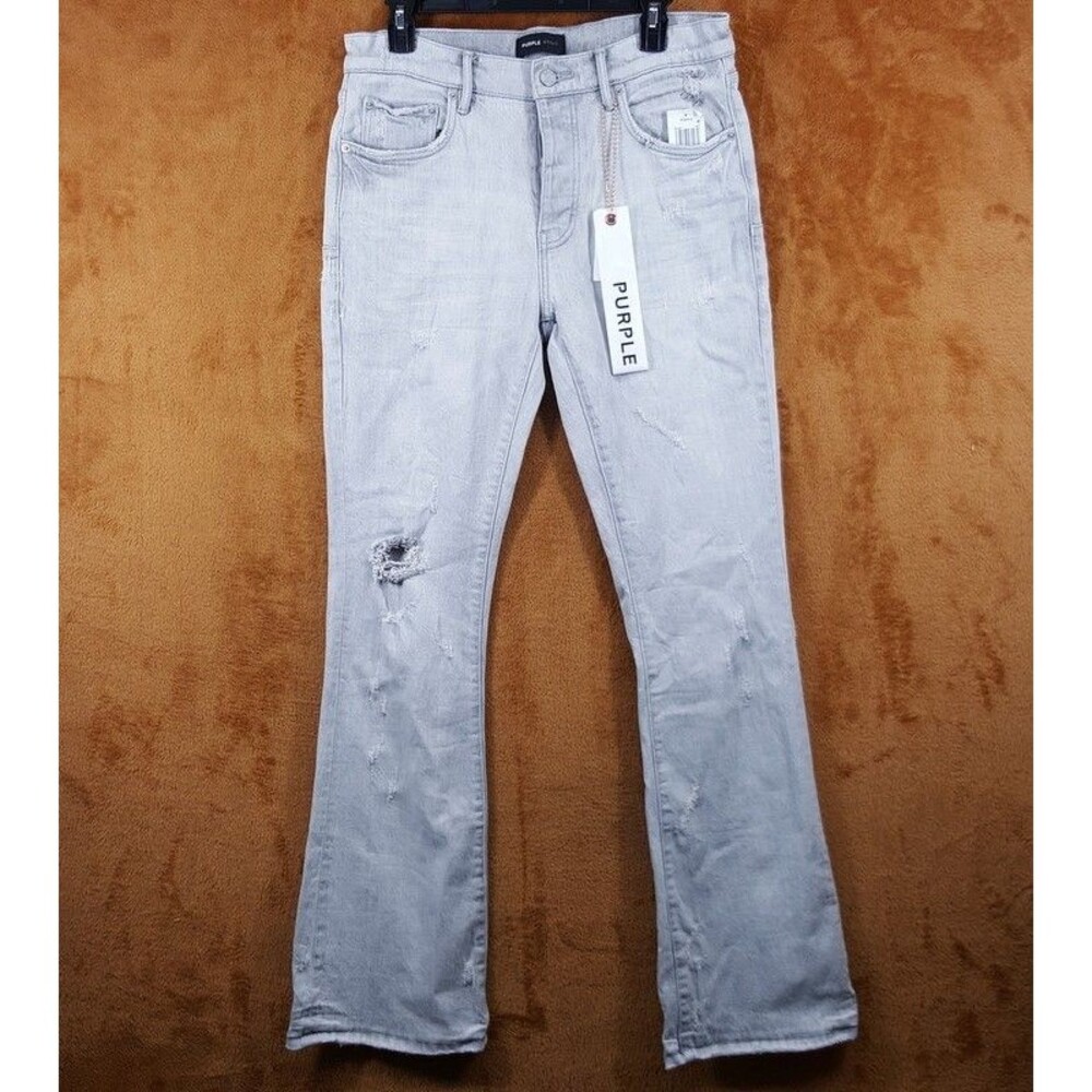 PURPLE BRAND Mens Jeans Size 31 Light Gray Wash Flare Leg Slim Fit P004 $320
